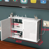 Large Wireless Wifi Router Shelf Storage Boxes Cable Power Plus Wire Bracket Wood-Plastic Wall Hanging Plug Board DIY Home Decor