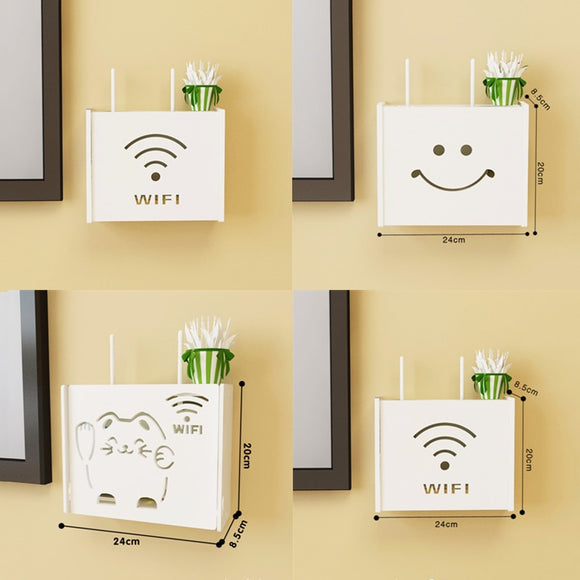 New Wifi Router Shelf Storage Boxes Cable Power Plus Wire Bracket Wood-Plastic Wall Hanging Box DIY Storage Organizer Home Decor